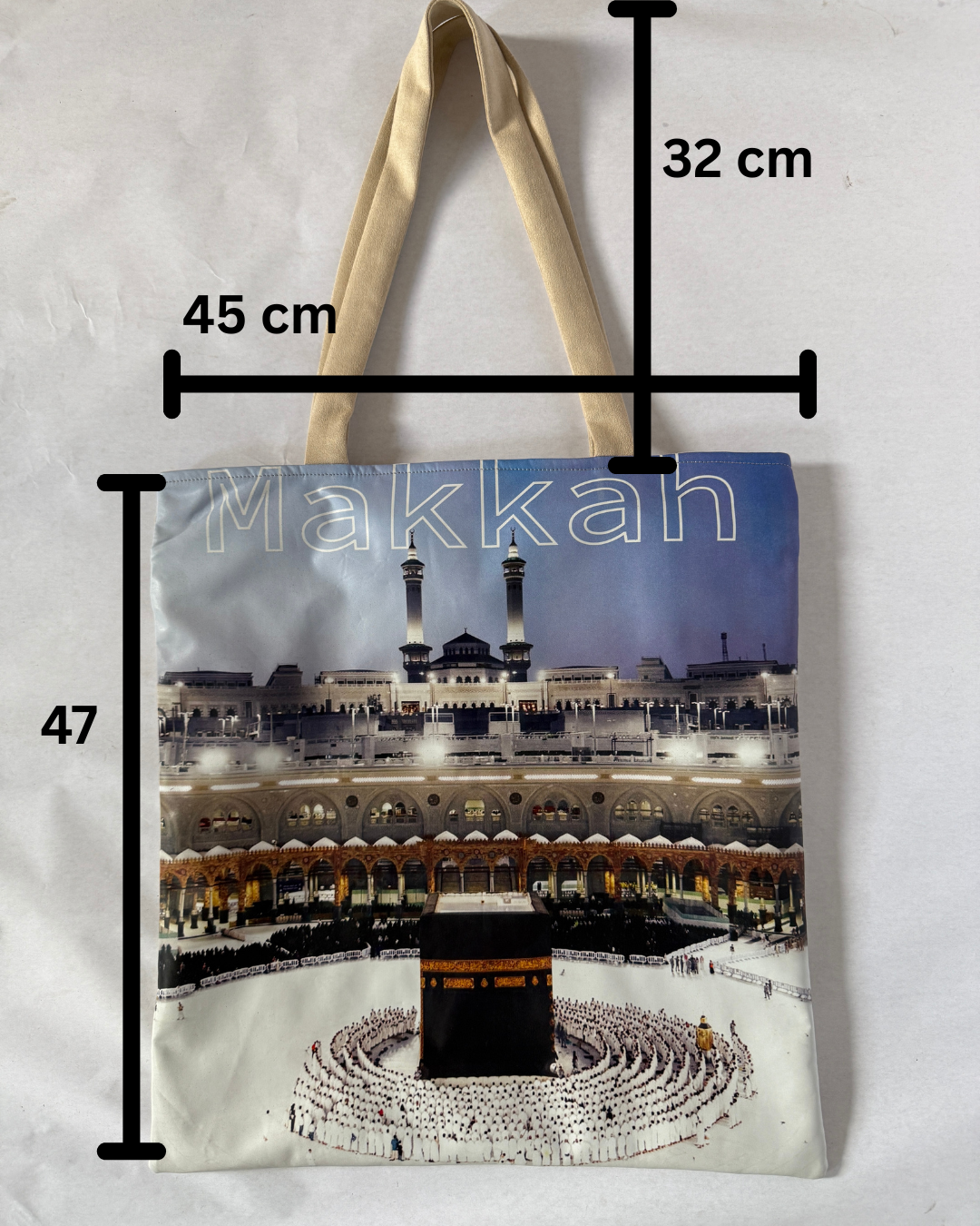 Printed Velvet Tote Bag - Makkah