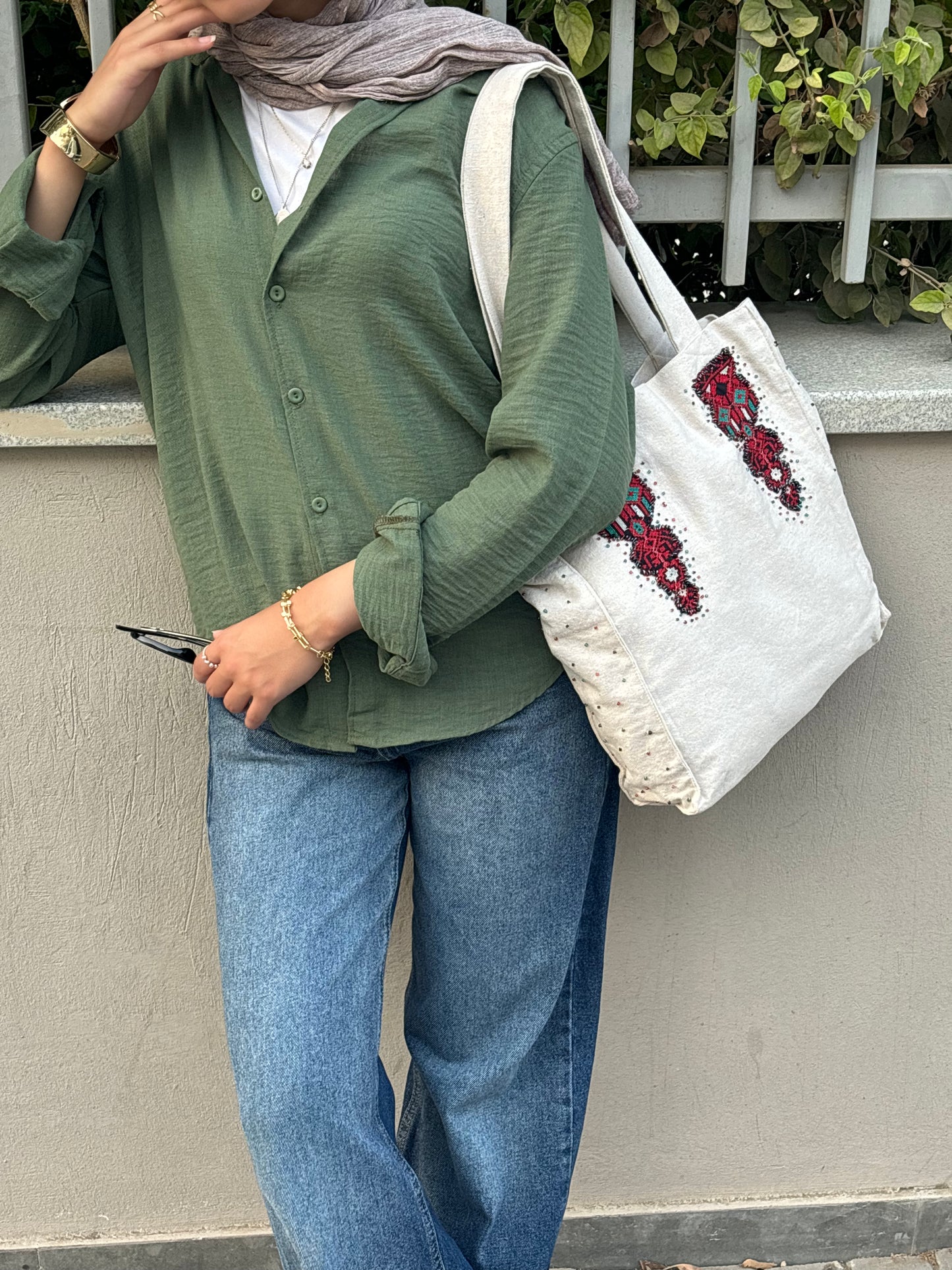 Embroidered Tote Bag ( 1002 )