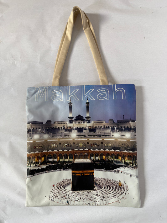 Printed Velvet Tote Bag - Makkah