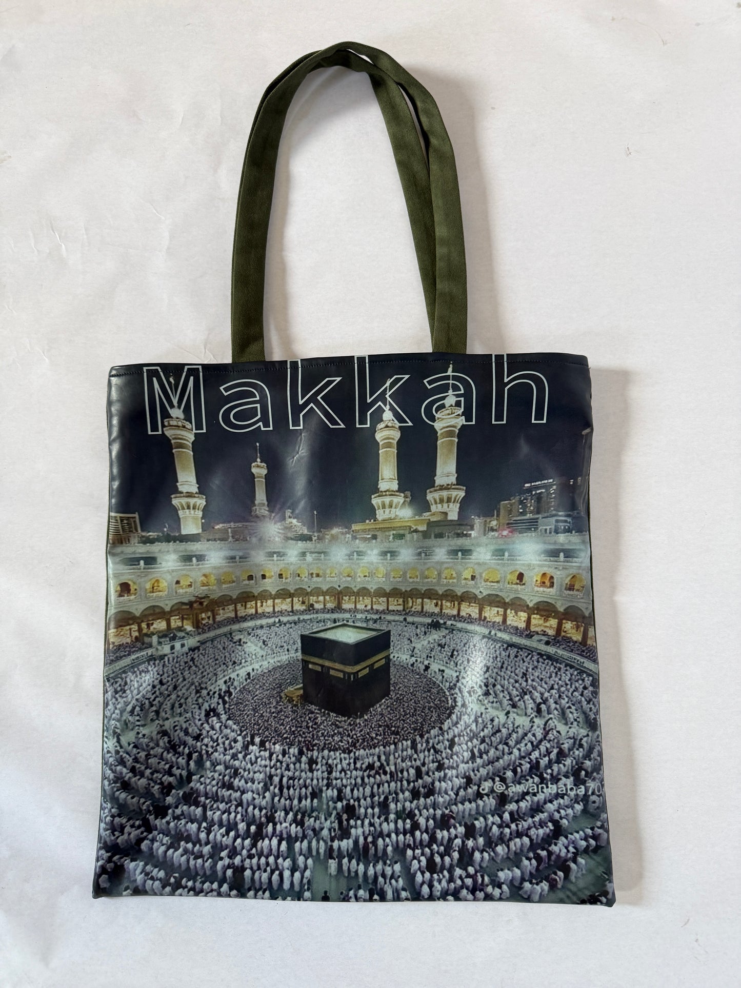 Printed Velvet Tote Bag - Makkah