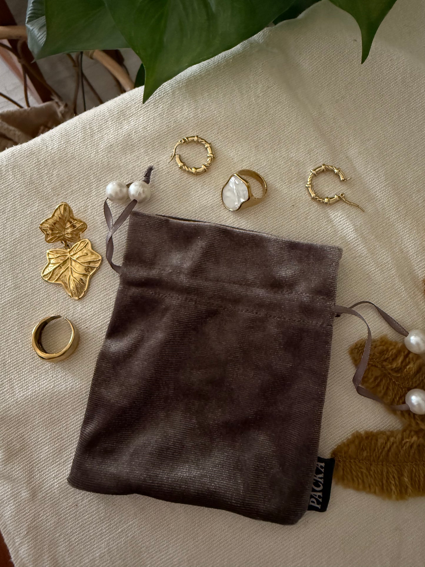 Velvet Accessories Pouch Bag