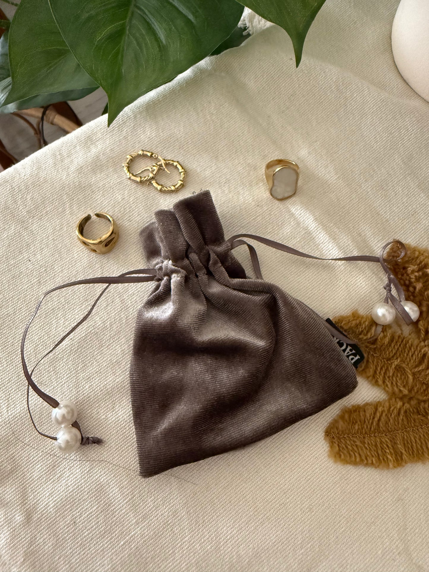 Velvet Accessories Pouch Bag