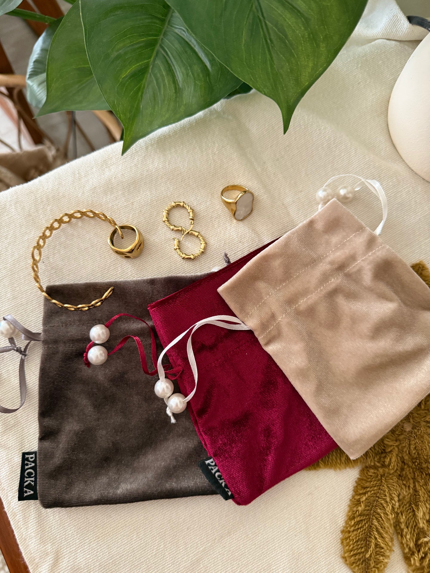 Velvet Accessories Pouch Bag