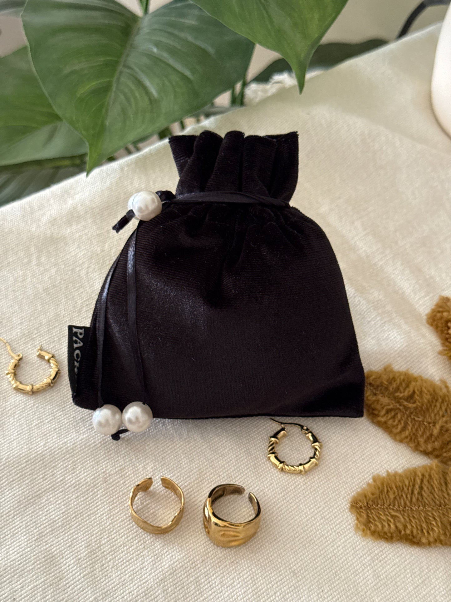 Velvet Accessories Pouch Bag