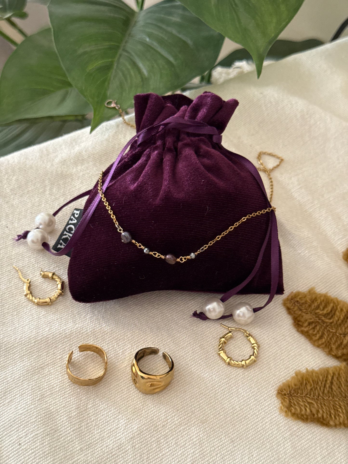 Velvet Accessories Pouch Bag